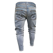 Load image into Gallery viewer, Men's Ripped Hole Foot Zipper Jeans