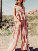 Load image into Gallery viewer, Women's Fashion Pleated Suspender Top Stitching Wide-Leg Pants Suit