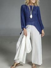 Load image into Gallery viewer, Round Neck Cotton and Linen Long Sleeve Irregular Suit