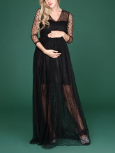 Load image into Gallery viewer, Maternity Sexy V-Neck Black Polka Dot Photography Maxi Dress