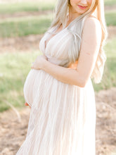 Load image into Gallery viewer, Maternity Sexy White Deep V-Neck Split Maxi Dress