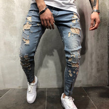 Load image into Gallery viewer, Men's Casual Slim Fit Hole Trousers Jeans