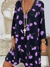 Load image into Gallery viewer, V-neck Loose Print Long Sleeve Dress Women