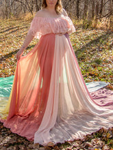 Load image into Gallery viewer, Maternity Sexy Lace Tulle Stitching Rainbow Photography Dress
