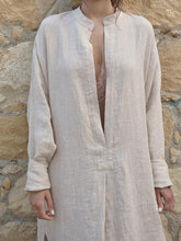 Load image into Gallery viewer, Women's Cotton And Linen V-Neck Loose Side Slit Long Dress