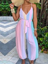 Load image into Gallery viewer, Women's Casual Rainbow Block Lace Jumpsuit