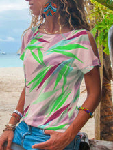 Load image into Gallery viewer, Striped Leaf Strapless T-shirt Top Women