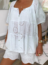 Load image into Gallery viewer, White Sheath Solid Color Short Sleeve Shirt Suit