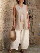 Load image into Gallery viewer, V-neck Sleeveless Casual Loose Suit