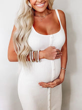 Load image into Gallery viewer, Maternity Slim Sexy Solid Color Button Strap Dress