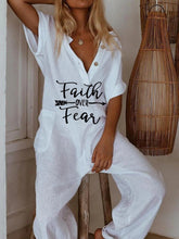 Load image into Gallery viewer, Women's Letter Printed Short Sleeve Casual Jumpsuit