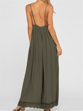 Load image into Gallery viewer, Women's Lace Wide Leg Spaghetti Straps Backless Jumpsuit