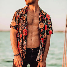 Load image into Gallery viewer, Colorblock Printed Loose Beach Men's Tops
