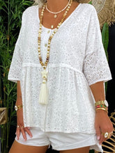 Load image into Gallery viewer, Lace Hollow Round Neck Women's Tops
