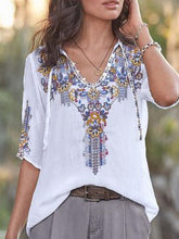 Load image into Gallery viewer, Round Neck Loose Printed Casual Shirt
