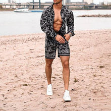 Load image into Gallery viewer, Beach Holiday Leaf Print Casual Suit Men