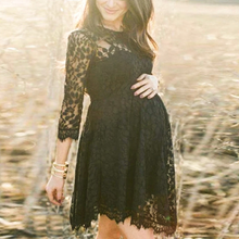 Load image into Gallery viewer, Maternity Round Neck Lace Perspective Loose Midi Dress