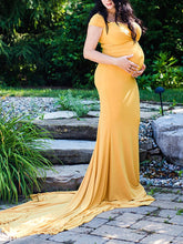 Load image into Gallery viewer, Maternity Sexy V-Neck Strapless Trailing Evening Dress