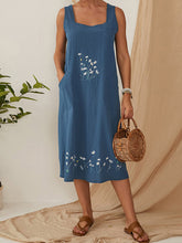 Load image into Gallery viewer, Retro Printed Cotton Linen Simple Women's Dress