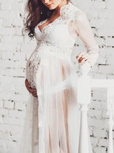 Load image into Gallery viewer, Maternity Sexy Lace Perspective Slit Maxi Dress