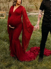 Load image into Gallery viewer, Maternity Sexy V-Neck Lace Trailing Photography Dress