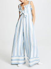 Load image into Gallery viewer, Women's Fashion Striped Ruffled Loose Linen Jumpsuit
