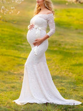 Load image into Gallery viewer, Maternity Sexy Lace Strapless Maxi Dress