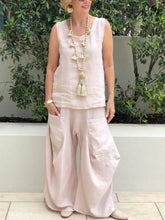 Load image into Gallery viewer, Loose Cotton Linen Round Neck Women's Suits