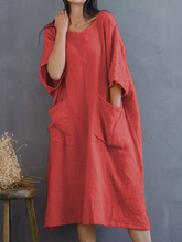 Load image into Gallery viewer, Women's Loose Casual Cotton Long Dress