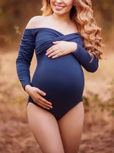 Load image into Gallery viewer, V-Neck Cotton Photo Bodysuit Maternity Dress