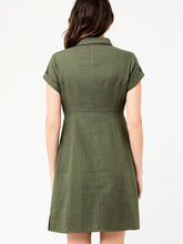 Load image into Gallery viewer, Maternity Fashion Button-Up Corset Short Sleeve Lapel Shirt Dress