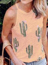 Load image into Gallery viewer, Sleeveless Cactus Print Vest Casual T-shirt