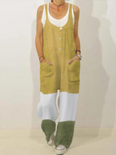 Load image into Gallery viewer, Women's Contrast Color Patchwork Straps Casual Jumpsuit