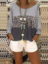 Load image into Gallery viewer, Women's Leopard Print Long Sleeve T-Shirt And Solid Color Shorts Set