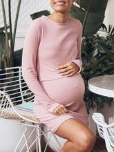Load image into Gallery viewer, Maternity Casual Solid Color Long-Sleeved Nursing Dress