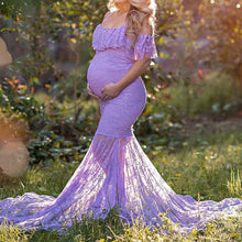 Load image into Gallery viewer, Lace Trailing Short Sleeves Maternity Dress