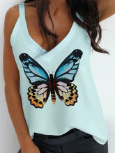 Load image into Gallery viewer, Butterfly Print V-neck Top Loose T-shirt
