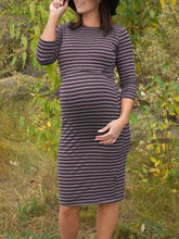 Load image into Gallery viewer, Maternity Casual Striped 3/4 Sleeve Nursing Dress

