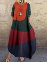 Load image into Gallery viewer, Women's Retro Cotton And Linen Stitching Contrast Dress

