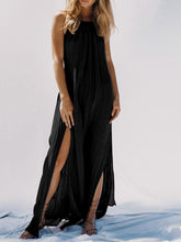 Load image into Gallery viewer, Ruffled Backless Split-side Halter-Neck Maxi Dress
