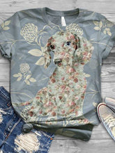 Load image into Gallery viewer, Puppy Flower Print T-shirt Women
