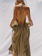 Load image into Gallery viewer, Ruffled Backless Split-side Halter-Neck Maxi Dress
