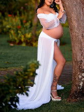 Load image into Gallery viewer, Maternity Dress Elegant Solid Color Strapless Photo Dress  
