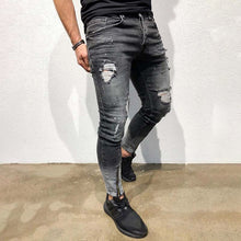 Load image into Gallery viewer, Men's Fashion Ripped Foot Zipper Jeans
