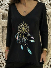Load image into Gallery viewer, Women's Casual Loose Printed Embroidery V-neck Top
