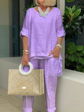 Load image into Gallery viewer, Plus Size Cotton Linen Sleeves Women's Suits
