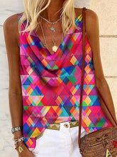 Load image into Gallery viewer, Geometric Print Loose Suspenders Small Vest T-shirt Top
