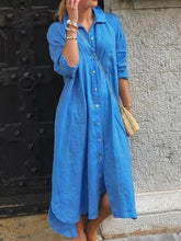 Load image into Gallery viewer, Solid Color Lapel Long Shirt Women's Dress
