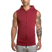 Load image into Gallery viewer, Men's Fashion Solid Color Sleeveless Hooded Sports Vest
