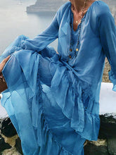 Load image into Gallery viewer, Women's Chiffon V-Neck Fungus Stitching Beach Dress
